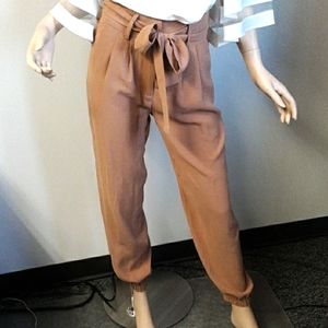 Blue Blush belted and pleated trouser joggers